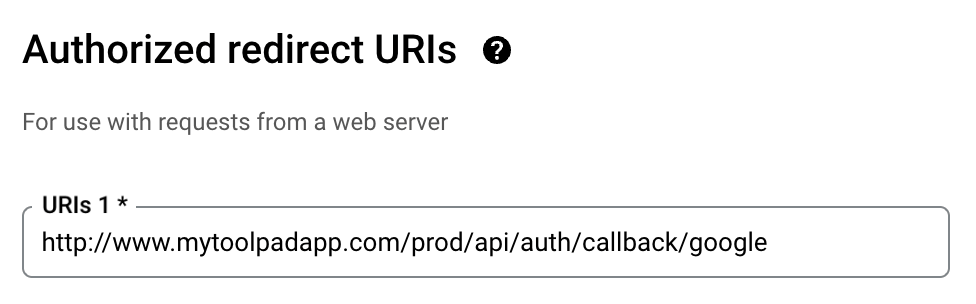 Google redirect URIs configuration